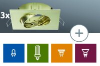 Paulmann 2Easy Premium Einbauleuchten 3er Spot-Set Quadro schwenkbar 51mm Messing gebürstet