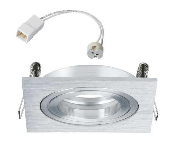Paulmann Premium Einbauleuchten Drilled Alu eckig schwenkbar max.1x40W 230/12V GU5,3 51mm Alu gebürstet