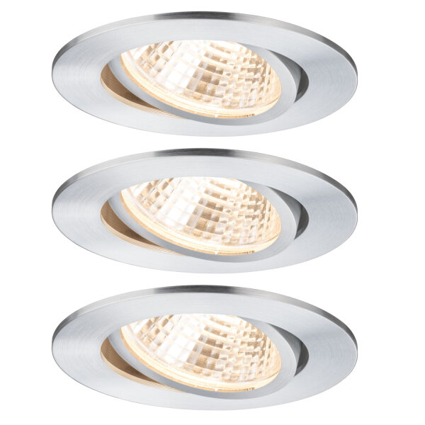 3x Paulmann Einbauleuchten inkl. Trafo Das schwenkbar Alu gebürstet 13W = 130W licht warmweiß 2700 Kelvin 24° Abstrahlwinkel