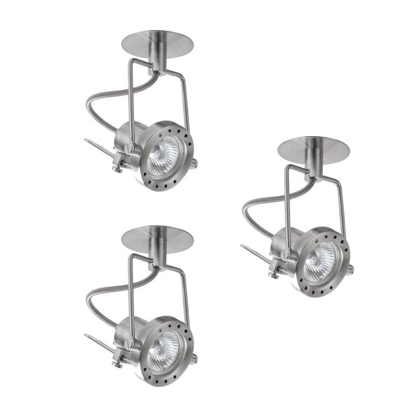 3er Set Paulmann Quality Einbauleuchten Techno Spotmax.50W 12V GU 5,3 100mm Eisen gebürstet/Metall
