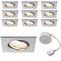 9x 5W Paulmann Einbauleuchten Set Coin Satin eckig...