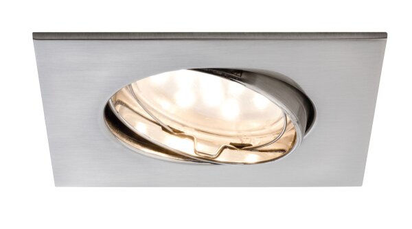 Paulmann Premium Einbauleuchten Set Coin klar eckig schwenkbar LED 3x6,8W 2700K 230V 51mm Eisen gebürstet/Alu Zink