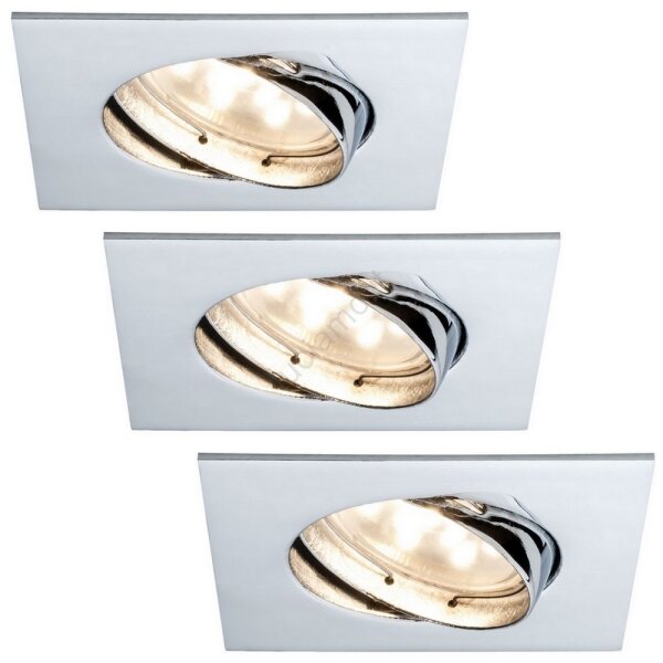 Paulmann Premium Einbauleuchten Set Coin klar eckig schwenkbar LED 3x6,8W 2700K 230V 51mm Chrom