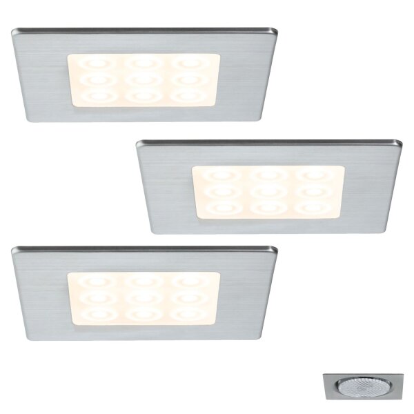 Paulmann Möbel Einbauleuchten Set LED eckig PIR Sensor Bewegungsmelder 3x3,6W 12VA 230/12V 20mm Edelstahl
