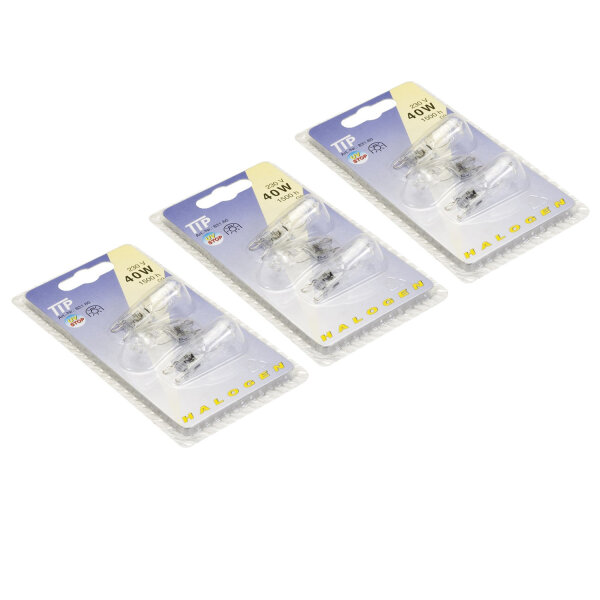 9 x TIP Leuchtmittel Halogen Stiftsockel 3 x 3er Set 40W G9 230V 14mm Klar