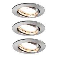 3x Paulmann SmartHome Bluetooth Goal Einbauleuchten Set LED 3x5,8W dimmbar schwenkbar 230/24V 51mm Eisen gebürstet/Alu Zink