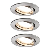 3x Paulmann SmartHome Bluetooth Goal Einbauleuchten Set LED 3x5,8W dimmbar schwenkbar 230/24V 51mm Eisen gebürstet/Alu Zink