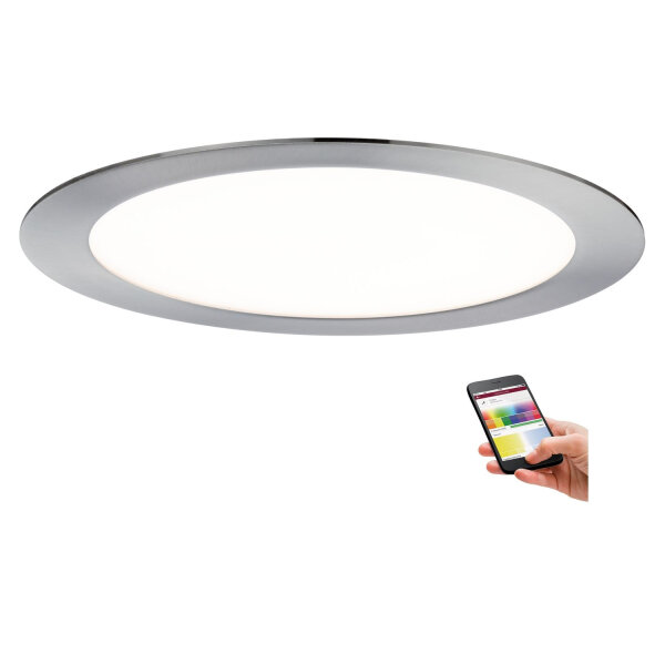 Paulmann Premium Einbauleuchten Set SmartPanel RGBW rund LED 1x3,5W 12VA 230V/350mA 220mm Eisen gebürstet