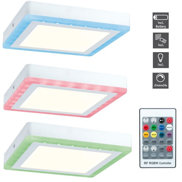 Paulmann LED Panel Aufputzlampe Deckenlampe Aufputz Aufbau Wandleuchte RGB Ferinbedienung 25x25cm Dimmbar
