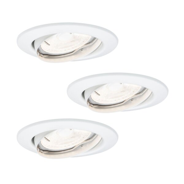 Paulmann Decke Einbauleuchten Set LED schwenkbar 3x425 lumen 3x6,5W 230V GU10 51mm Weiß matt/Metall