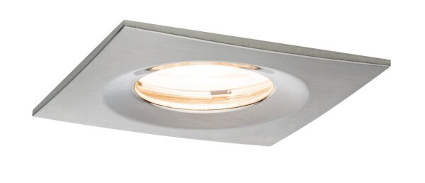 Paulmann Premium Einbauleuchten Set Nova eckig dimmbar LED IP65 1x7W 230V GU10 51mm Eisen gebürstet/Alu Zink