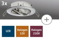 Paulmann 2Easy Einbauleuchten Nova 3er Spot rund schwenkbar max. 35W 230V 51mm Eisen gebürstet/Alu Zink
