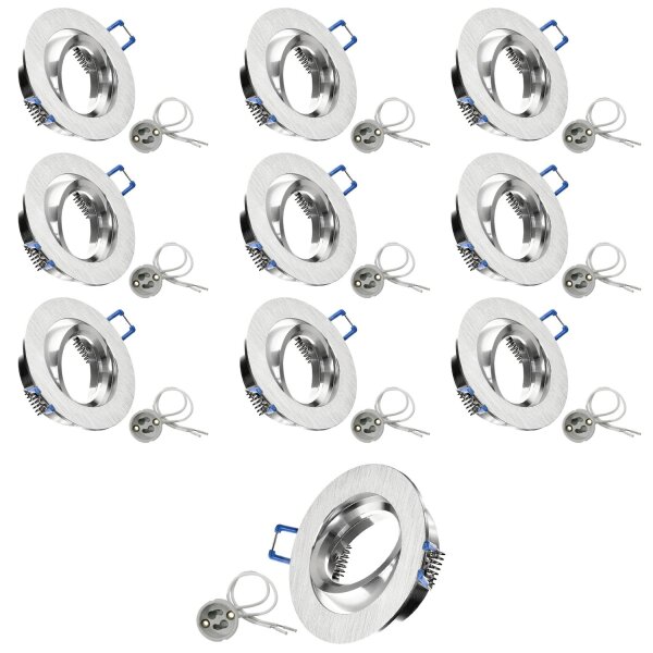 MILI Einbauleuchten Aluminium gebürstet GU10 12V/230V 68mm Einbauspot für LEDs
