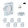 6er Set Einbauleuchtenn Glas Eckig 5W 3000K Warmweiss 230V 400 lumen inkl. austauschbare LED Modul geringe Einbautiefe