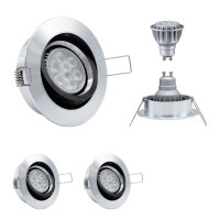 10er Set MILI Einbauleuchtenn 8W GU10 2700K Warmweiss 230V 430 lumen Alu / Schwarz