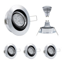 10er Set MILI Einbauleuchtenn 8W GU10 2700K Warmweiss 230V 430 lumen Alu / Schwarz