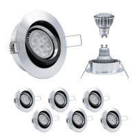 10er Set MILI Einbauleuchtenn 8W GU10 2700K Warmweiss 230V 430 lumen Alu / Schwarz