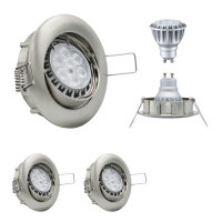 6er Set MILI Einbauleuchtenn 8W GU10 2700K Warmweiss 230V 430 lumen Eisen gebürstet