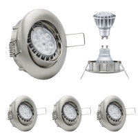 6er Set MILI Einbauleuchtenn 8W GU10 2700K Warmweiss 230V 430 lumen Eisen gebürstet