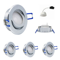 10 x LED Modul und Einbauleuchten in Alu gebürstet MR16 50mm Warmweiß 3000K Satiniert 120° Raumlicht 400 Lumen 5W = 40W - geringe Einbautiefe