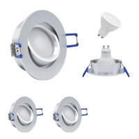 MILI 10er Set Einbauleuchtenn Mili 7W GU10 3000K Warmweiss dimmbar 230V 520 lumen Alu gebürstet