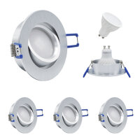 MILI 10er Set Einbauleuchtenn Mili 7W GU10 3000K Warmweiss dimmbar 230V 520 lumen Alu gebürstet