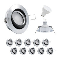 MILI 10er Set Einbauleuchtenn 7W GU10 3000K - Warmweiss...