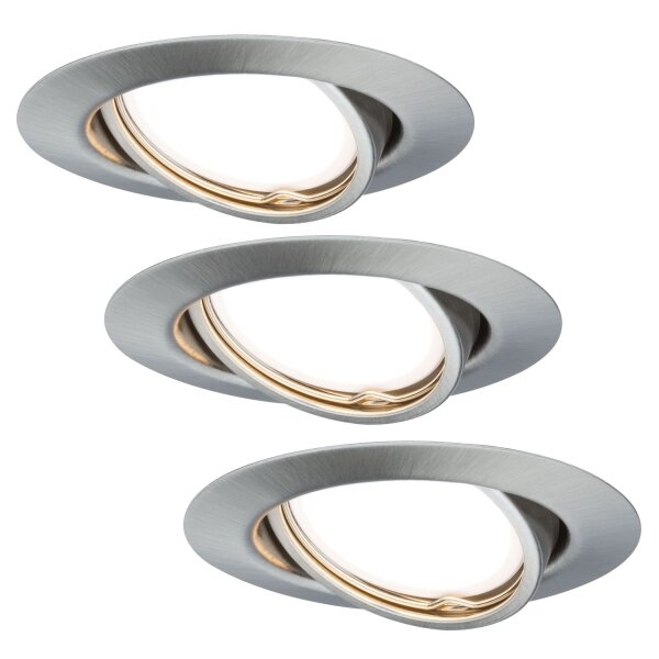 TIP Einbauleuchten Set rund schwenkbar LED 3-Stufen-dimmbar 3x4,8W 475 lumen 230V 51mm Eisen gebürstet/Metall