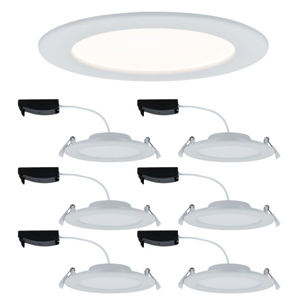 6er Set 12W Einbau Paneele rund Einbauöffnung 15 cm 3000 Kelvin Einbaulampen 835lm enspricht 80W IP44 Bad Dusche Aussenlampen Weiß