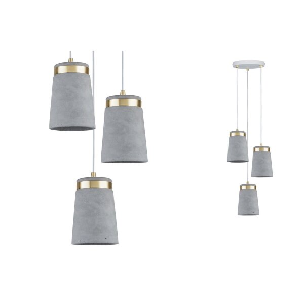 Paulmann Neordic Norell Pendelleuchte max 3x20W E27 Grau/Weiß matt/Gold Beton