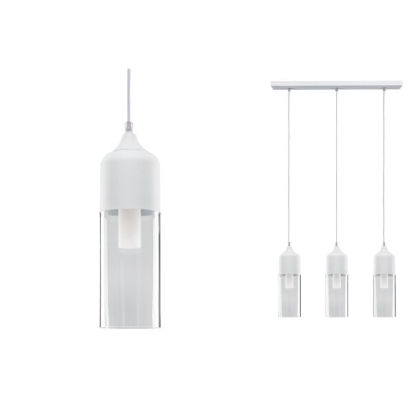 Paulmann Neordic Vanja Pendelleuchte max.3x20W E27 Weiß matt/Klar 230V Glas/Metall