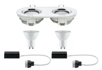 Paulmann Premium Einbauleuchten Set Nova IP65 schwenkbar oval LED 2x7W 230V GU10 51mm Weiß m-Chrom/Alu Zi
