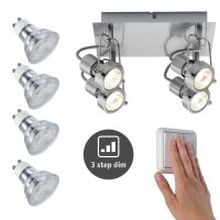 Paulmann Techno II Deckenleuchten  inkl. dimmbare LED Leuchtmittel 3-Stufen dimmbar in Warmweiss je 480 Lumen entspricht 50W Helligkeit, 3Step 100/50/10%