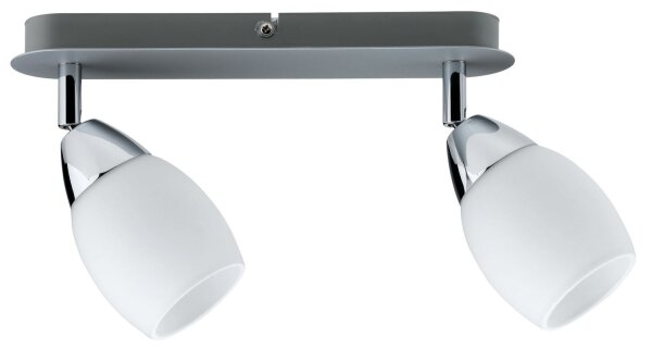 600.77.LED  Paulmann Deckenleuchten Spotlights Wolba Balken 2x4W LED GU10 230V Chrom matt Metall/Glas