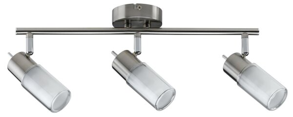600.82.LED  Paulmann Deckenleuchten Spotlights Zygla Balken 3x4W GU10 LED 230V Eisen gebürstet Metall/Glas