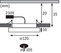 Paulmann Einbauleuchten Set Panel Areo rund IP23 LED 1x8W 3000K 230V 120mm Nickel matt/Kunststoff