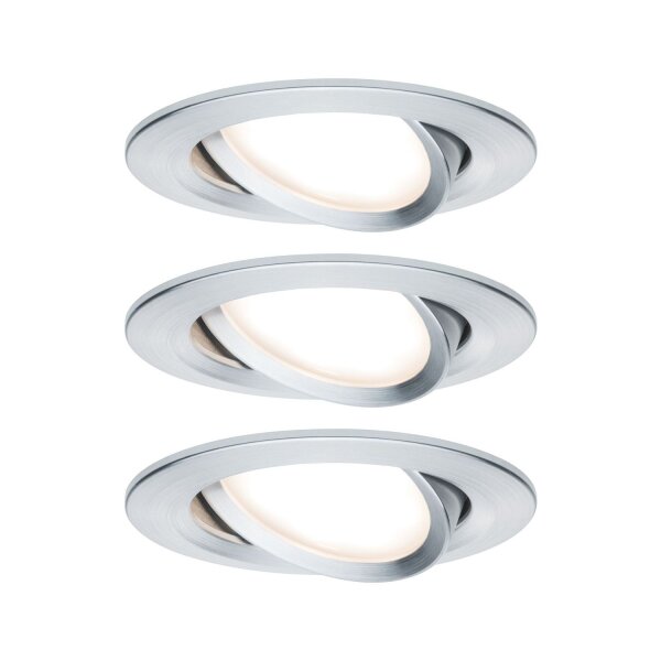 Paulmann Einbauleuchten Set Nova Coin rund schwenkbar LED 3x6,5W 2700K 230V Alu gedreht/Alu