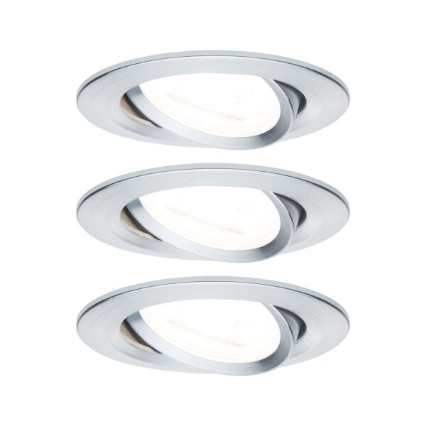 Paulmann Einbauleuchten Set Nova rund schwenkbar LED 3stepdim 3x6,5W 230V GU10 51mm Alu gedreht/Alu