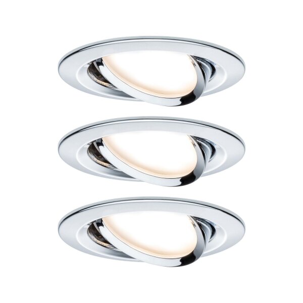 Paulmann Einbauleuchten Set Nova Coin 3-Stufen-dimmbar rund schwenkbar LED 3x6,5W 2700K 230V Chrom/Alu