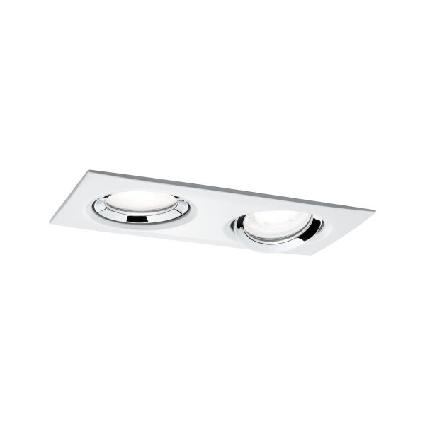 Paulmann Einbauleuchten Nova Plus IP65 schwenkbar 2x6W 230V 4000K GU10 51mm Weiß matt chrom/Alu Zink
