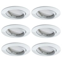 6x  Paulmann SmartHome Bluetooth Goal Einbauleuchten Set LED 5,8W dimmbar schwenkbar 230/24V 51mm Weiß m/Alu Zink 500.06.06