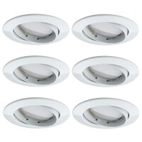 6x  Paulmann SmartHome Bluetooth Goal Einbauleuchten Set LED 5,8W dimmbar schwenkbar 230/24V 51mm Weiß m/Alu Zink 500.06.06