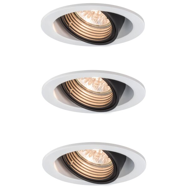 3x  Paulmann Premium Einbauleuchtenn Daz rund dimmbar schwenkbar 8W LED 230V GU10 Weiß m./Schw. 926.81.3.LED 2700K
