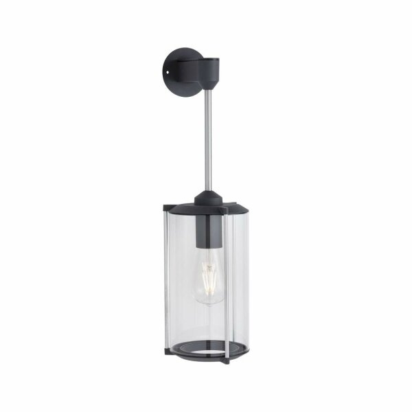 3x Outdoor 230V Wandleuchte IP44 E27 Klarglas/Grau ohne LM