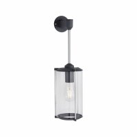 3x Outdoor 230V Wandleuchte IP44 E27 Klarglas/Grau ohne LM