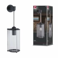 3x Outdoor 230V Wandleuchte IP44 E27 Klarglas/Grau ohne LM