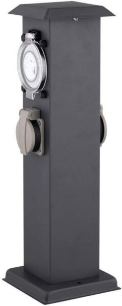 Hi-Lite Energiesäule und Zeitschaltuhr PANAMA 2 Steckdosen Pulverbeschichtet Edelstahl IP44 230V/50Hz 3680W