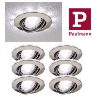 6er Set Einbauleuchtenn Eisen gebürstet kaltweiss 6x 4,5W LED GU10 + 6x1W LED Ring 6400K