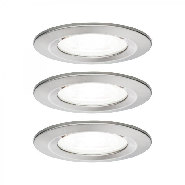Paulmann 3er Set 92983 Nova 3x6,5W 4000K dimmbar GU10 IP44 Eisen gebürstet