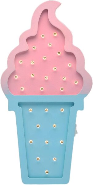 Pauleen 48047 Wandlampe Lovely Ice Cream Batterie Holz Pink/Blau LED Kippschalter